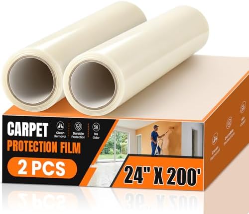 Pack of 2 Rolls 3mil Carpet Protection Film 24" x 200', self-Adhesive Plastic by Unknown