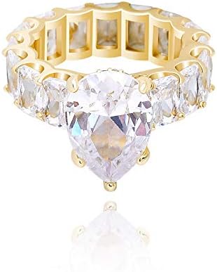 14K Gold over S925 Sterling Silver Teardrop Shape Ring, Pear Cut Radiant Cut Moissanite Ring, A Sparkling Tear of Joy for Celebrated Moments