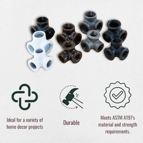 1/2" 3-WAY ELBOW: Industrial Threaded Black Iron Pipe Fittings; Natural - Image 6