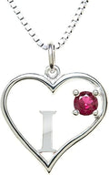 Silver Sterling Necklace Initial Letter A-Z Birthstone for Women – Personalized Custom Jewelry Pendant with Heart Design Customized Dainty Charm for Wife Girlfriend Mom – 18" Box Chain