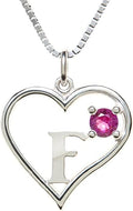 Silver Sterling Necklace Initial Letter A-Z Birthstone for Women – Personalized Custom Jewelry Pendant with Heart Design Customized Dainty Charm for Wife Girlfriend Mom – 18" Box Chain