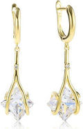 Dangle Earrings for Women Suited for Women Ladies' Trendy CZ Earring 14KGold/Silver Plated Dangling Earrings Jewelry Anti-allergy Hammered Lever-Back Drop Birthday Gift