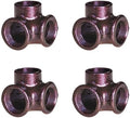 3/4" 3-WAY ELBOW Industrial Threaded Black Iron Pipe Fittings; Hammered Bronze by PRIMPIPEWORKS
