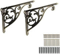 Khtumeware Ornate Decorative Brushed Antique Brass Shelf Brackets, 12 inch Big by khtumeware