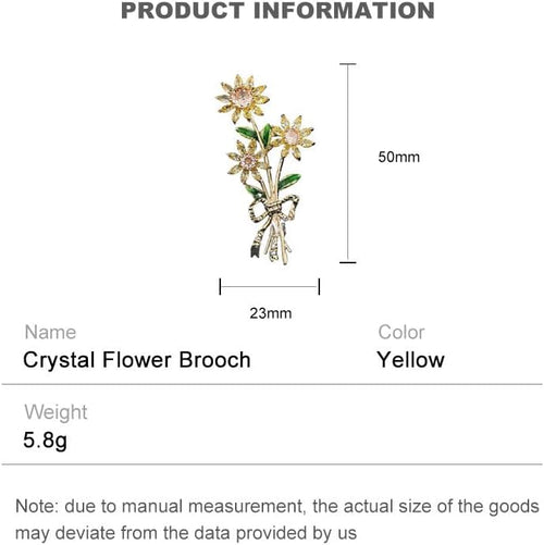 14K Gold Daisy Brooch with Crystal Inlay - Bright Bouquet Flower Crystal Brooch,Ideal Gift for Her on Special Occasions