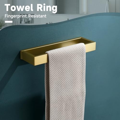 Brushed Gold 5-Pieces Bathroom Hardware Set Towel Bar Set, Stainless Steel - Image 3