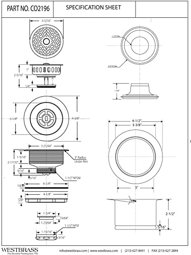 Westbrass CO2196-50 Combo Pack 3-1/2" Post Style Large Kitchen Sink Basket - Image 2