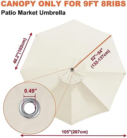 EliteShade USA 9FT Patio Umbrella Replacement Covers 8 Ribs Market Umbrella - Image 3