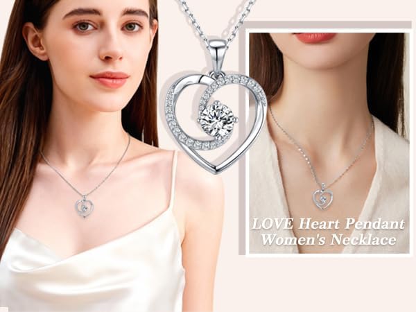 Moissanite Necklace for Women, S925 Sterling Silver Necklace, Mom Birthday Gifts, Anniversary Present for Wife Women, Jewelry Gifts for Valentine's Day