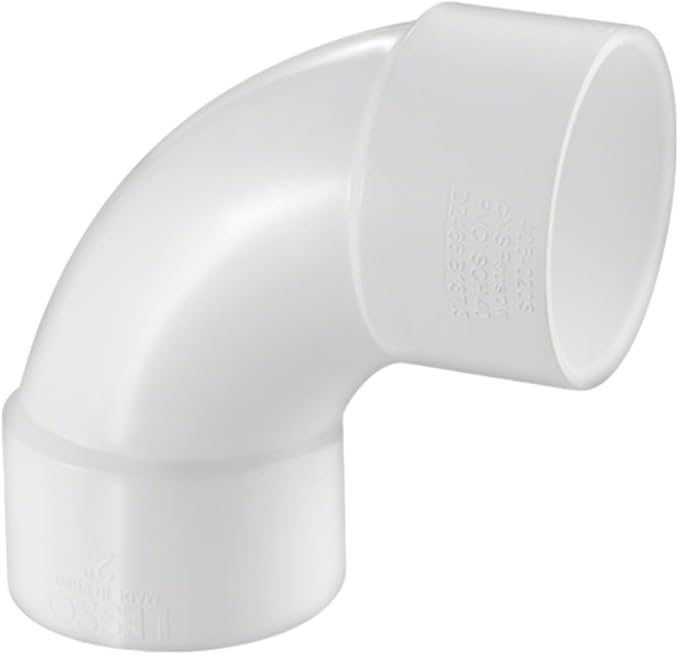 LESSO 3" PVC 90 Degree Sweep Elbow, SCH40 White | 3 inch PVC Pipe Fittings High by LESSO