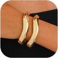 2pcs Gold Bangle Bracelets for Women, Trendy Hinged Cuff Open Wide Chunky Gold Bracelet Stack Arm Cuff Jewelry for Women