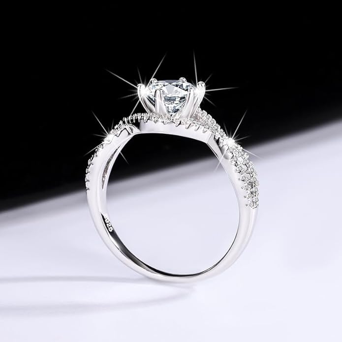 S925 Silver Adjustable Ring for Women |1 Carat D-color VVS1 Clarity Diamond Twist Arm Ring | Excellent Cut | Unforgettable Engagements Accessory