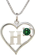 Silver Sterling Necklace Initial Letter A-Z Birthstone for Women – Personalized Custom Jewelry Pendant with Heart Design Customized Dainty Charm for Wife Girlfriend Mom – 18" Box Chain