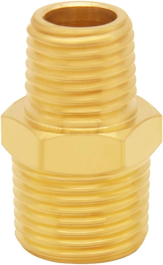 Uenede Brass 1/4" NPT Male to 1/2" NPT Male Reducer Adapter - Image 5