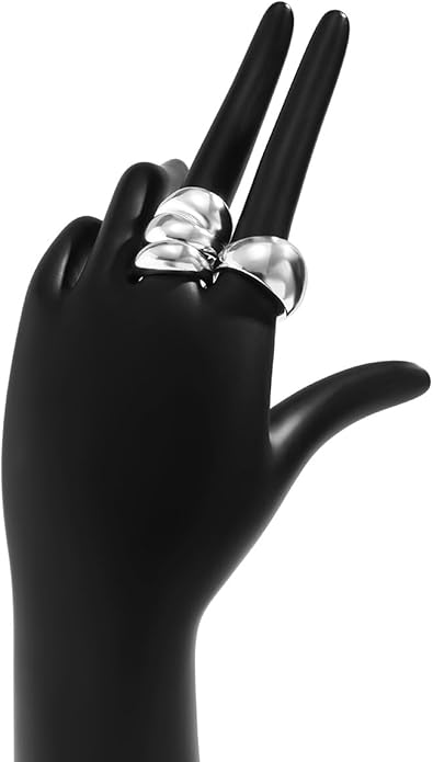 MIFYNN Chunky Gold Rings for Women Gold Silver Adjustable Thick Ring Fashion Statement Ring Open Dome Ring Chunky Silver Rings Geometric Curved Minimalist Simple Rings