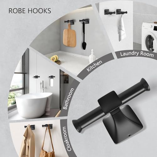 5-Piece Matte Black Bathroom Hardware Set, SUS304 Stainless Steel Wall Mounted - Image 6