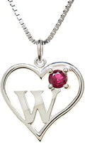 Silver Sterling Necklace Initial Letter A-Z Birthstone for Women – Personalized Custom Jewelry Pendant with Heart Design Customized Dainty Charm for Wife Girlfriend Mom – 18" Box Chain