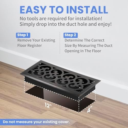 Howeall 4x12 Inches Heavy Duty Walkable Floor Register Easy Adjust Air Supply - Image 6
