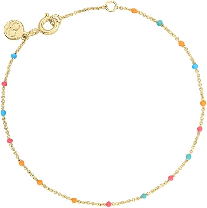 gorjana - Capri Bracelet 7 inches - 18k Gold-Plated - Vibrant Color Options - Hand-Painted Enamel Beads- Adjustable Fit - Versatile Layering, Spring Ring Closure