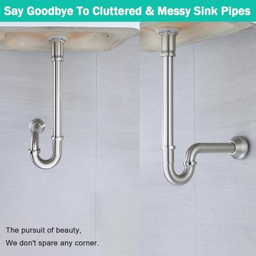 Brass P Trap with Pop Up Drain Stopper, U-Shape 1 1/4 Slip Joint Extension Tub - Image 3