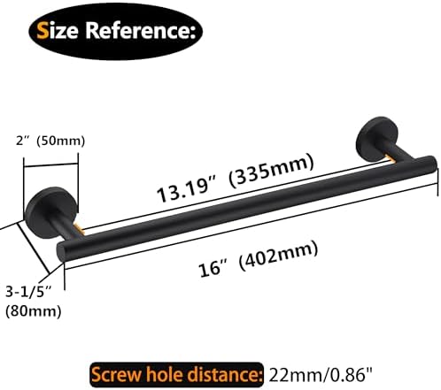 Nolimas Matte Black Bath Towel Bar Single Bars Towel Rack Rod Classic Wall - Image 3