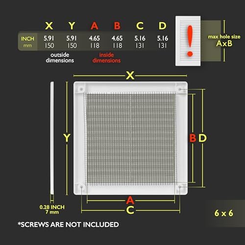 6 x 6 Inch White Air Vent Cover – Plastic Square Air Vent Grill Cover - Image 2