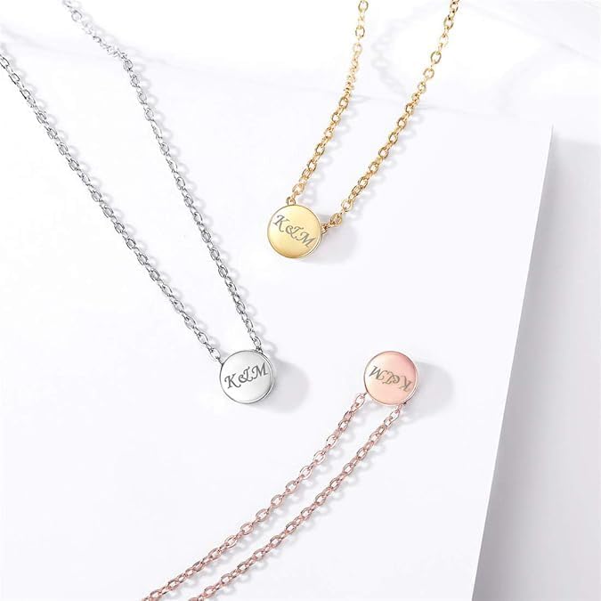 ChicSilver Personalized 925 Sterling Silver Dainty Small Heart/Star/Moon/Dot/Triangle Pendant Necklace for Women, Silver/Gold/Rose Gold/Black (with Gift Box)