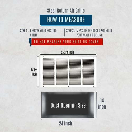 Fits 24x14 Duct Opening | Steel Return Air Grille by Handua | Vent Cover Grill - Image 2