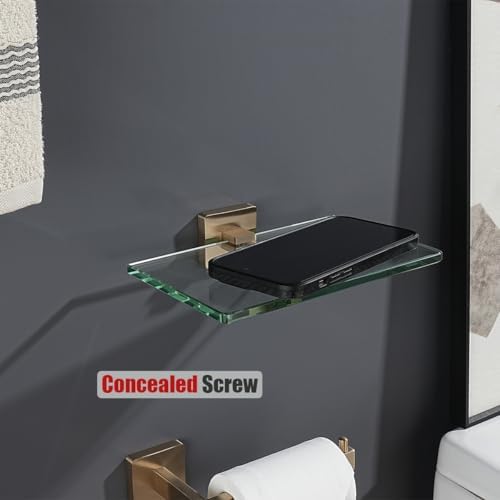 JQK Bathroom Glass Shelf, Tempered Glass Shower Storage 8 by 5 inches, 304 - Image 5