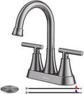 Bathroom Faucet, Hurran 4 inch Centerset 2-Handle Lead-Free, Brushed Grey by Hurran