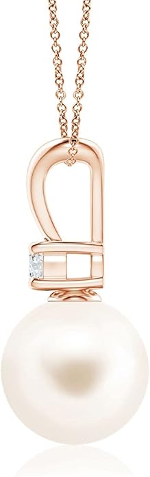 Angara Freshwater Pearl Pendant for Women | Freshwater Pearl V-Bale Pendant in 14K Solid Gold/Platinum With 18" Chain | June Birthday, Anniversary, Gemstone Jewelry Gift
