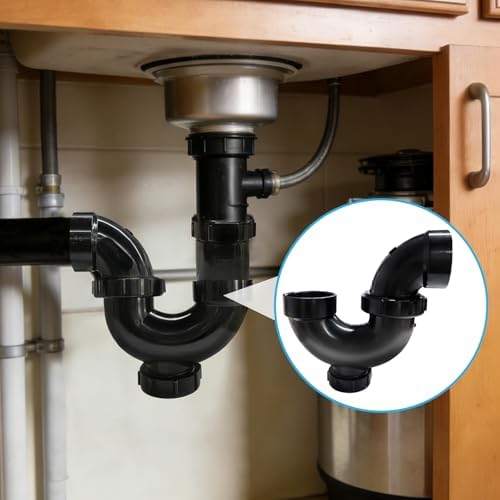 Lesso 1-1/2 Inch ABS P-Trap – HUB x HUB x Cleanout - Image 6