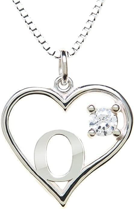 Silver Sterling Necklace Initial Letter A-Z Birthstone for Women – Personalized Custom Jewelry Pendant with Heart Design Customized Dainty Charm for Wife Girlfriend Mom – 18" Box Chain