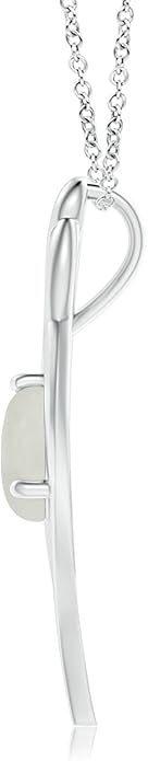 Angara Natural Moonstone Pendant for Women | Moonstone Angel Wing Bypass Pendant in 14K Solid Gold/Platinum With 18" Chain | Birthday, Anniversary, Gemstone Jewelry Gift