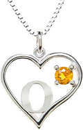 Silver Sterling Necklace Initial Letter A-Z Birthstone for Women – Personalized Custom Jewelry Pendant with Heart Design Customized Dainty Charm for Wife Girlfriend Mom – 18" Box Chain