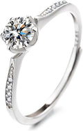 S925 Sterling Silver 0.5 Carat Natural Diamond Adjustable Ring | D-color Ideal Cut VVS1 Clarity | Elegant Simplicity | Engagement Ring for Her