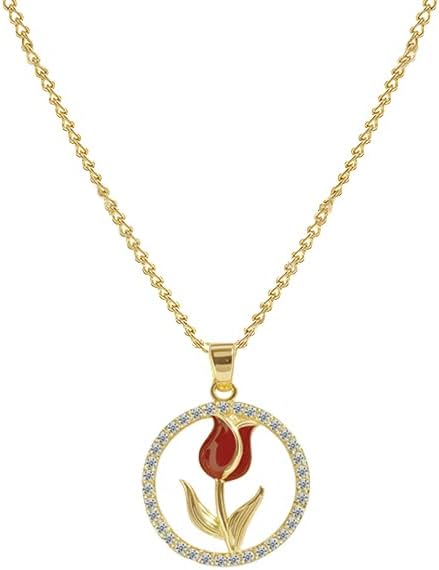 ONLYJUMP Rose Alloy Necklace for Women Heart Pendant Copper Zircon Light Luxury Fashion Jewelry Dainty Romantic Statement Necklace for Daily Wear Ideal Valentine's Day Anniversary Birthday Gift