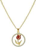 ONLYJUMP Rose Alloy Necklace for Women Heart Pendant Copper Zircon Light Luxury Fashion Jewelry Dainty Romantic Statement Necklace for Daily Wear Ideal Valentine's Day Anniversary Birthday Gift