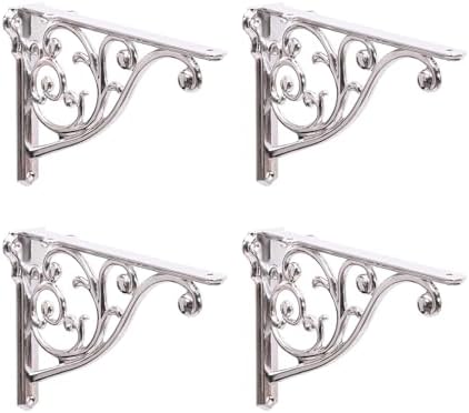 Shelf Brackets 4 Inch 4 Pack Heavy Duty Polished Nickel Wall Bracket Victorian by khtumeware