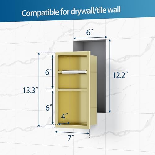 Neodrain Gold Recessed Toilet Paper Holder, Dual Rolls - Image 2