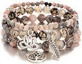 UEUC Tree of Life Yoga Healing Stone Bracelets,Multilayer Lotus Chakra Stone Reiki Bracelet Sets,Anxiety Crystal Natural Stone,for Women Stress Relief