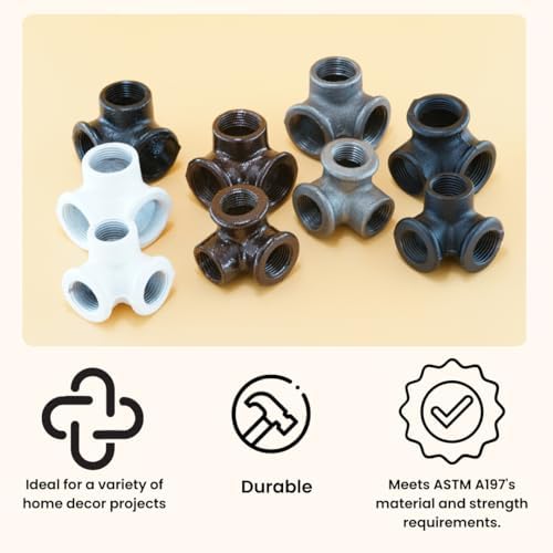 1/2" 3-WAY ELBOW Industrial Threaded Black Iron Pipe Fittings; Black Satin - Image 4