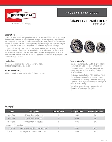 RectorSeal Guardian Drain Lock GDL3000 Floor Sink Drain, Innovative Design - Image 2