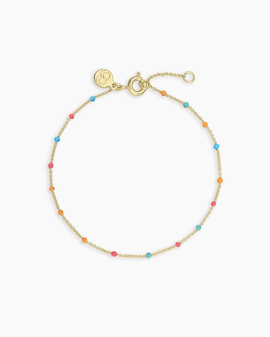 gorjana - Capri Bracelet 7 inches - 18k Gold-Plated - Vibrant Color Options - Hand-Painted Enamel Beads- Adjustable Fit - Versatile Layering, Spring Ring Closure