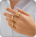 MIFYNN Chunky Gold Rings for Women Gold Silver Adjustable Thick Ring Fashion Statement Ring Open Dome Ring Chunky Silver Rings Geometric Curved Minimalist Simple Rings