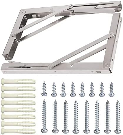 10 Inch Folding Shelf Brackets, 2 Pack Stainless Steel Heavy Duty L Bracket - Image 2