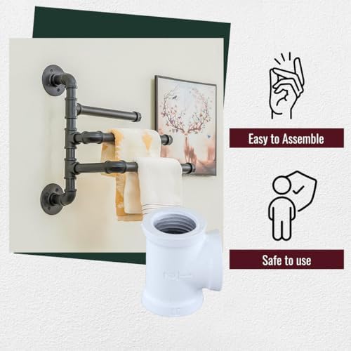 1/2" TEE Industrial Threaded Black Iron Pipe Fittings; White Satin Finish - Image 4