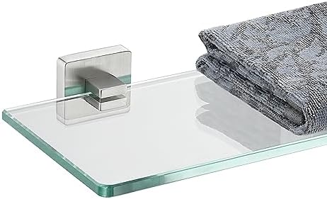 JQK Bathroom Glass Shelf, Floating Tempered Glass Shower Storage 16 by 5 inches by Homeimprovement