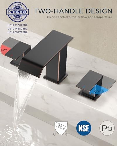 FORIOUS Bathroom Faucets 3 Hole 8 Inch Widespread Sink Oil Rubbed Bronze - Image 5