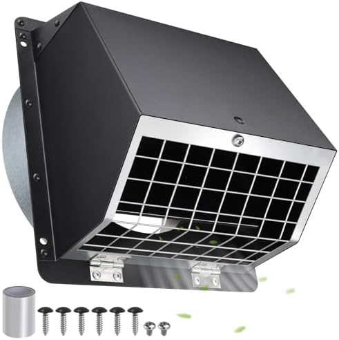6 Inch Hooded Wall Vent with Flap and Mesh, 6inch Dryer Vent Cover Exterior by JYINCPED